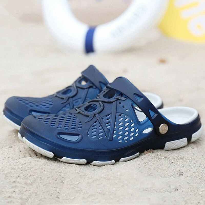 (image for) HEMU Men's Slippers Non-Slip Quick Drying Breathable Waterproof Deodorant Fashion Sports Casual Sandals